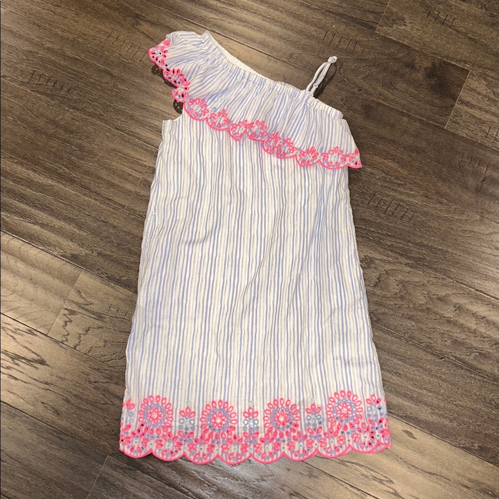 Girls Vineyard Vines One-Shoulder Embroidered Dress, size 10